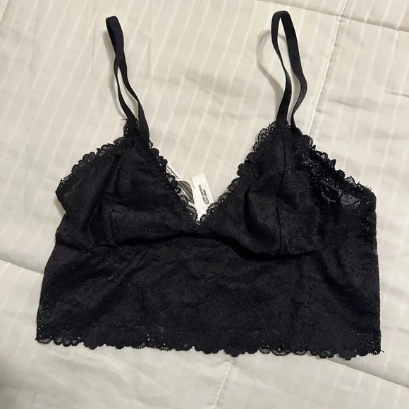 PINK Victoria's Secret Black Floral Lace Bralette - Picture 1 of 9